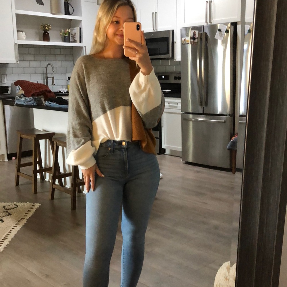 Vestique color block sweater.